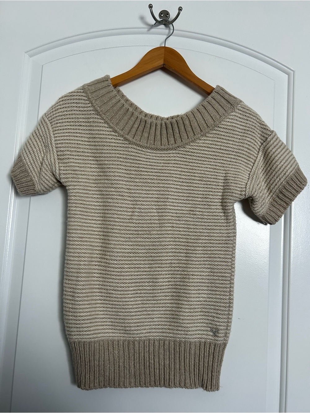 American Eagle y2k 90s Short Sleeve Sweater Top Size S wool blend fall preppy